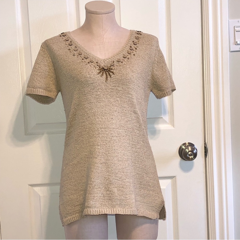 3/$40 Jessica sport shortsleeved top with beaded detail